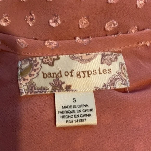 Band of Gypsies Floral Appliqué Bell Sleeve Sheer Blouse - Picture 14 of 17